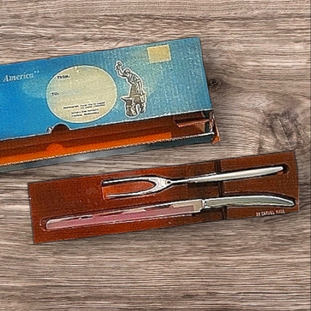 Vintage Carving Knife Set In Original Box Carvel Hall USA MADE